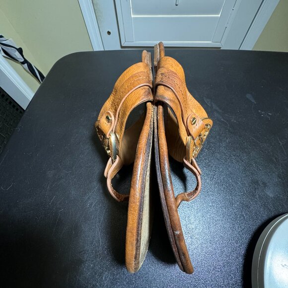 Tory Burch size 10 amanda tan leather sandal slippers - Picture 8 of 12